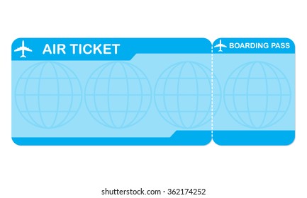 Airplane Ticket Blank Space. Blue Boarding Pass Coupon. Detailed Blank Of Plane Ticket. 