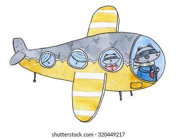 Airplane Watercolor illustration