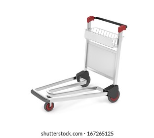 Airport Baggage Trolley On White Background