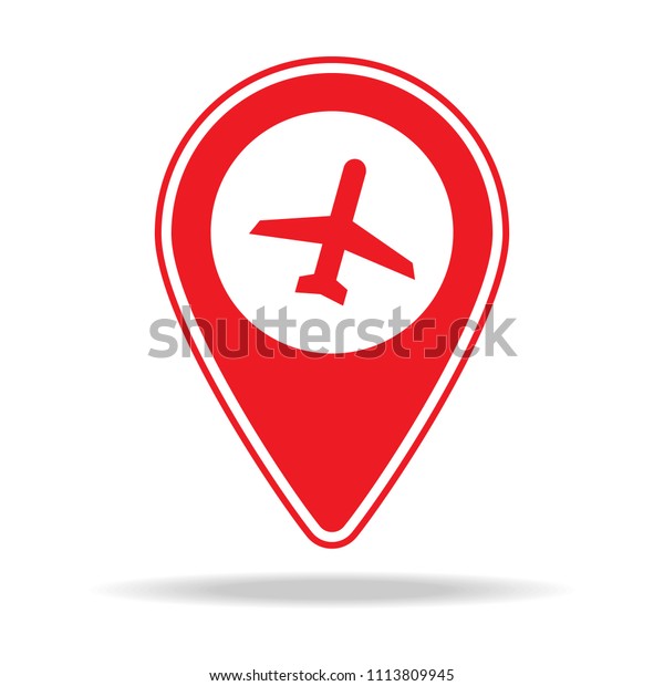 airport map pin icon.\
Element of warning navigation pin icon for mobile concept and web\
apps. Detailed airport map pin icon can be used for web and mobile\
on white\
background