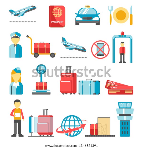 Airport pictograms  isolated icons set for\
infographics design\
elements