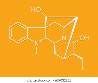 Ajmaline Antiarrhytmic Agent Molecule.  Skeletal Formula.