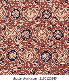 Ajrakh Pattern Block Print Pattern Batik Stock Illustration 2180120235