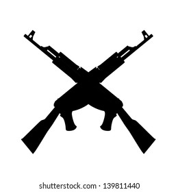 ak47 crossing silhouettes isolated on white background