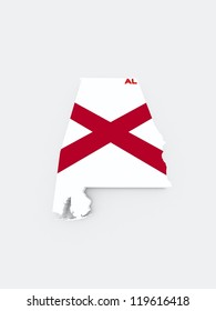 Alabama State Flag On 3d Map