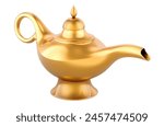 Aladdin magic lamp, 3D rendering isolated on white background