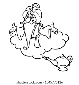 Aladdin Magic Lamp Jin Old Wizard Stock Illustration 1345775126 ...