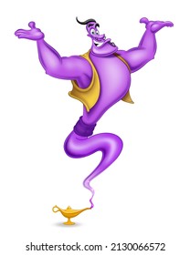 Aladdin magic lamp purple genie show drawing