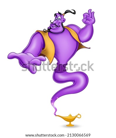 Aladdin magic lamp purple genie show drawing Stok fotoğraf © 