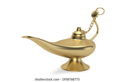 Aladdin's Magic Lamp isolated on white background. 3D illustration.