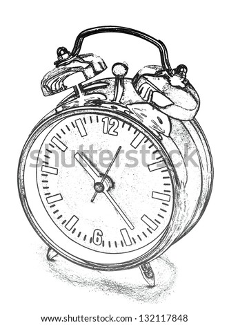 Alarm Clock Drawing Style Illustration Stock Illustration 132117848