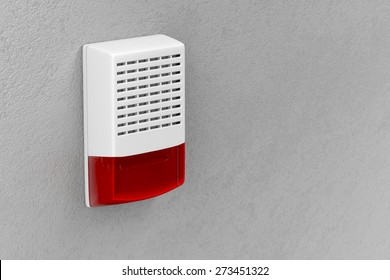 Alarm Siren With Flash Light Attached On Wall