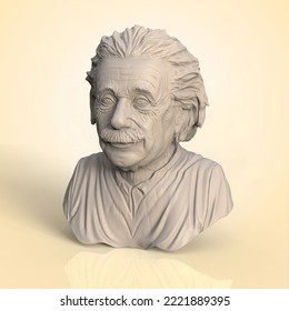 Albert Einstein Bust. Albert Einstein Portrait Statue. 3d Illustration