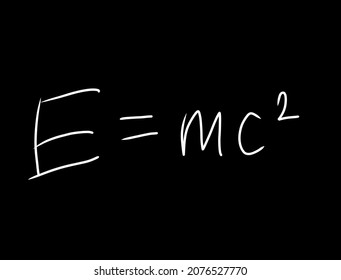 Albert Einstein's mass-energy relativity equivalence theory (E=mc2) that looks like it was written by chalk. It translates to energy is equal to mass times the speed of light squared.
