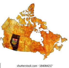 Alberta On Administration Map Of Canada With Flags