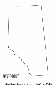 The Alberta Province Outline Map On White Background, Canada
