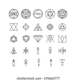 Sacred Geometry Signs Set Linear Modern Stock Illustration 642356983 ...