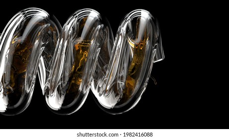 Alcohol Beer Flow In The Glass Tube On Black Party Time 3d Render