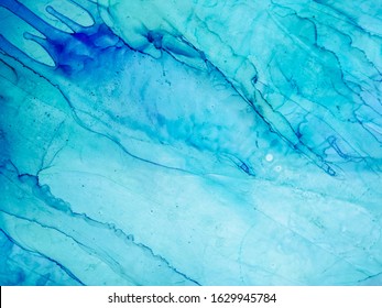 Alcohol Illustration. Dark blue and White color Spray. Ice Background Morbilli. Contrast Ink Smudges. Aquamarine Dirty Watercolor Print. Alcohol Ink Pigment. Blue Abstract. - Shutterstock ID 1629945784