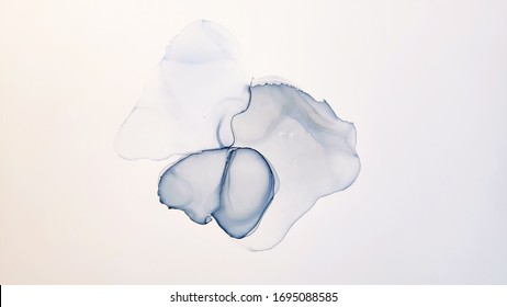 Alcohol ink. Abstract Ethereal Swirl. White Splash. Contemporary Wallpaper. Creative Grunge Design. Sapphire Liquid Texture. Blue Marble Texture. Grey Watercolor Swirl. White Alcohol ink.