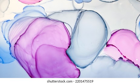 Alcohol Ink. Aquarelle Floral Effect. Abstract Ethereal Paint. White Flow. Sophisticated Landscape. Blue Watercolor Swirl. Violet Liquid Artwork. Grey Marble Artwork. Pink Alcohol Ink.