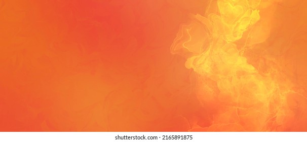 Alcohol ink art  Abstract background horizontal template  Flame  fire  passion concept  Red  yellow   orange gradient  Smoke   waves texture