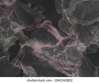 Alcohol Ink. Art Digital Elegant Print. Silk Foil  Texture. Black Wash Alcohol Ink. Faded Colour Splatter Painting. Gradient Abstract Texture. Luxury Silver Watercolor. Wash Airy.