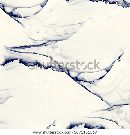 Alcohol ink indigo seamless background. Banner for decoration. Trendy wallpaper. Flow liquid watercolor paint splash effect illustration. Colorful abstract painting background.