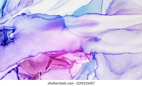 Alcohol Ink. Pink Marble Artwork. White Tint. Abstract Ethereal Fluid. Blue Watercolor Swirl. Purple Liquid Artwork. Isolated Brush Splash. Sophisticated Background. Grey Alcohol Ink.