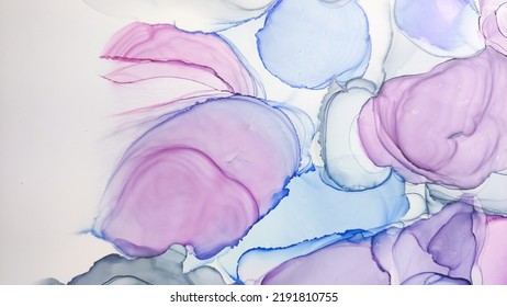 Alcohol Ink. Pink Pattern. Elegant Brush Canvas. Abstract Ethereal Fluid. Cyan Liquid Texture. Blue Watercolor Swirl. Sophisticated Background. Grey Marble Texture. White Alcohol Ink.