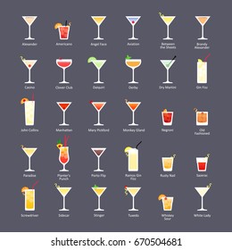 Cocktail Alcohol Mixed Drink Icons Menu Stock Vector (Royalty Free ...