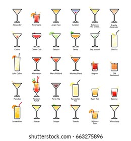 Alcoholic Cocktails Titles Iba Official Cocktails Stock Illustration ...