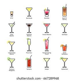 Alcoholic Cocktails Titles Iba Official Cocktails Stock Vector (Royalty ...