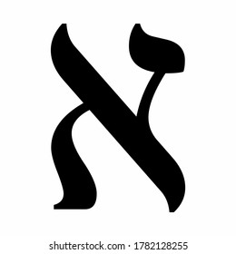 Alef hebrew letter icon on white background