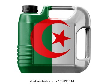 Algeria. The Algerian Flag  Painted On Gas Can