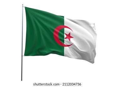 Algeria Flag 3d illustration of the waving national flag with a white isolated background