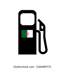 Algeria Flag On A Gas Pump, Illustration Flat Style