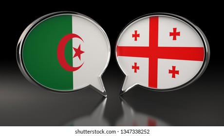 Algeria and Georgia flags with Speech Bubbles. 3D Illustration