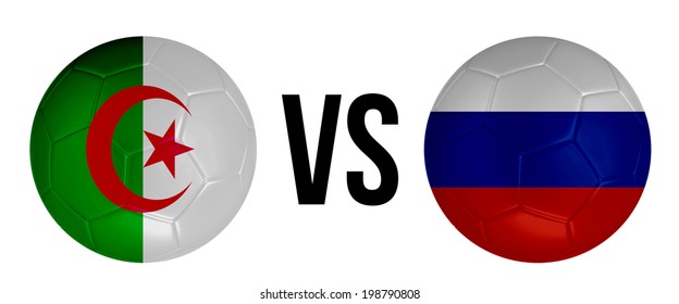 Algeria VS Russia soccer ball concept isolated on white background