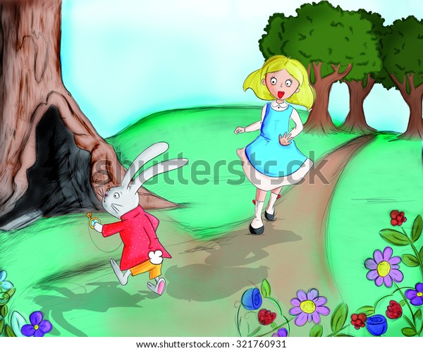 Alice Chasing White Rabbit Stock Illustration 321760931 | Shutterstock