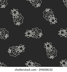 alice in wonderland doodle seamless pattern background