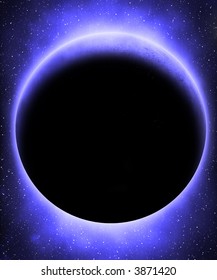 Alien blue planet in space