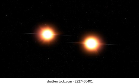 Alien Double Star System View From Space, Decoration Black Background, alien worlds wallpaper, banner with dark background, cosmos art, Computer generated 3D illustration