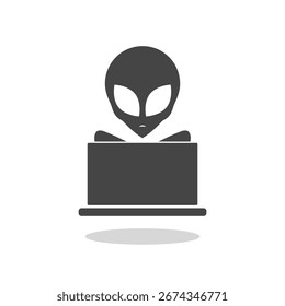 Alien hacker icon with shadow
