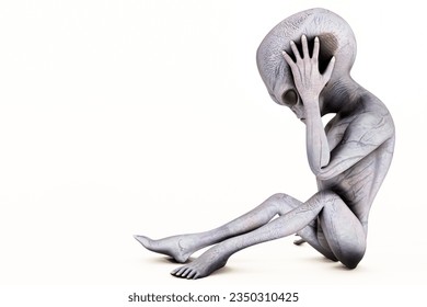 alien isolated on white background 3d illustration