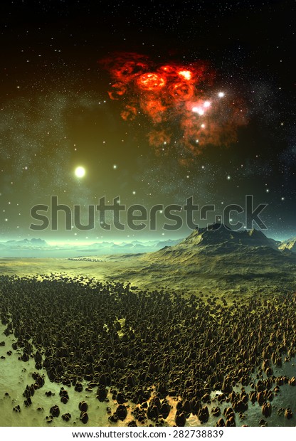 Alien Landscape -\
3D rendered fantasy\
artwork
