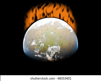 Alien moon with aurora  borealis
