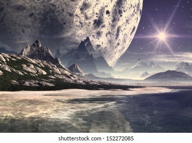 Crashed Spaceship On Alien World Stock Illustration 120195817