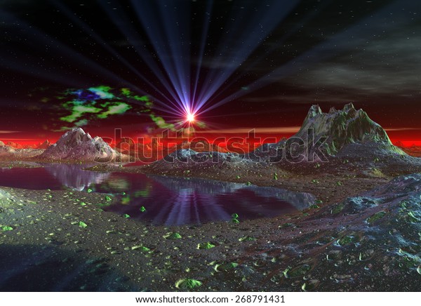 Alien Planet - 3D Rendered\
Landscape