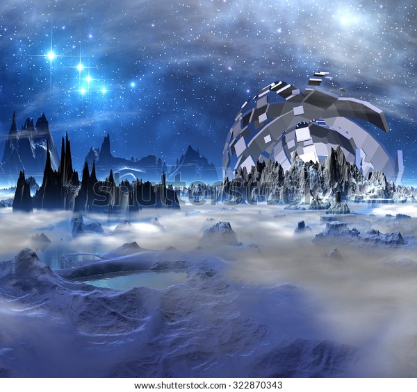 Alien Planet - 3D Rendered\
Landscape
